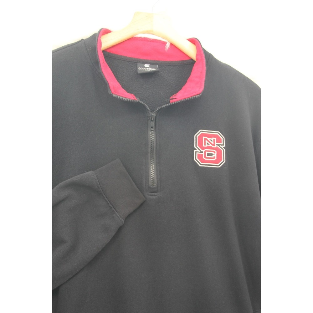 NC State Wolfpack Mens Pullover 1/4 Zip Red Black XL Long Sleeve Colosseum #309